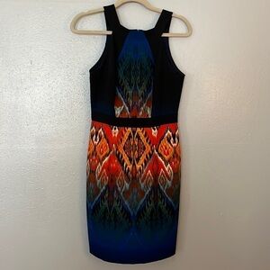 Muse brightly patterned sleeveless dress. Size 4